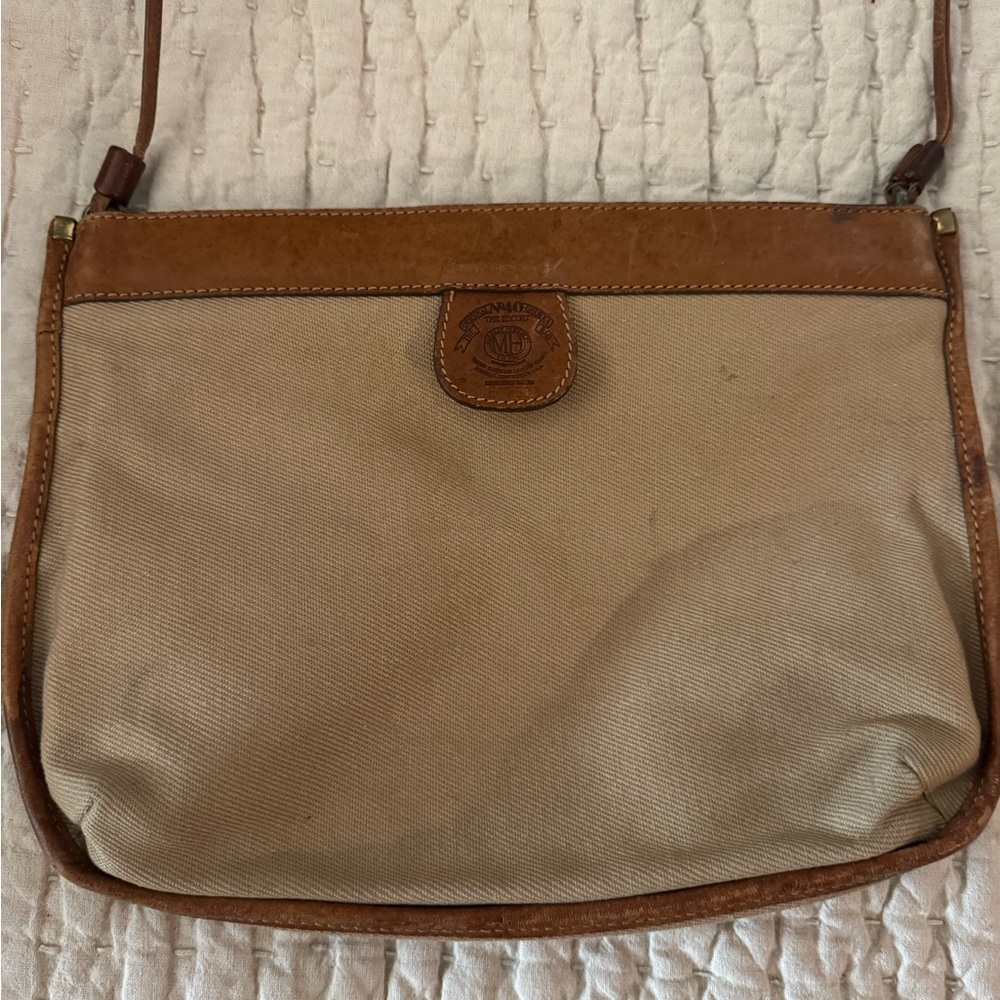 The Original Ghurka Bag Beige Brown leather Canvas Handbag See pics!
